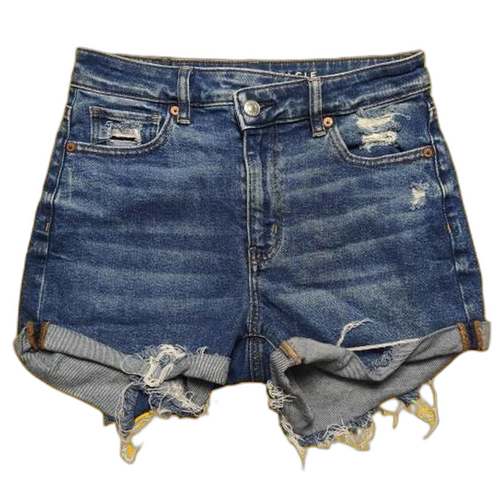 American Eagle Mom Short Women’s Size 2 Blue Denim Distressed Cuffed